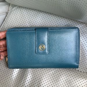 BRAND NEW VALENTINA AQUA LEATHER WALLET PURSE